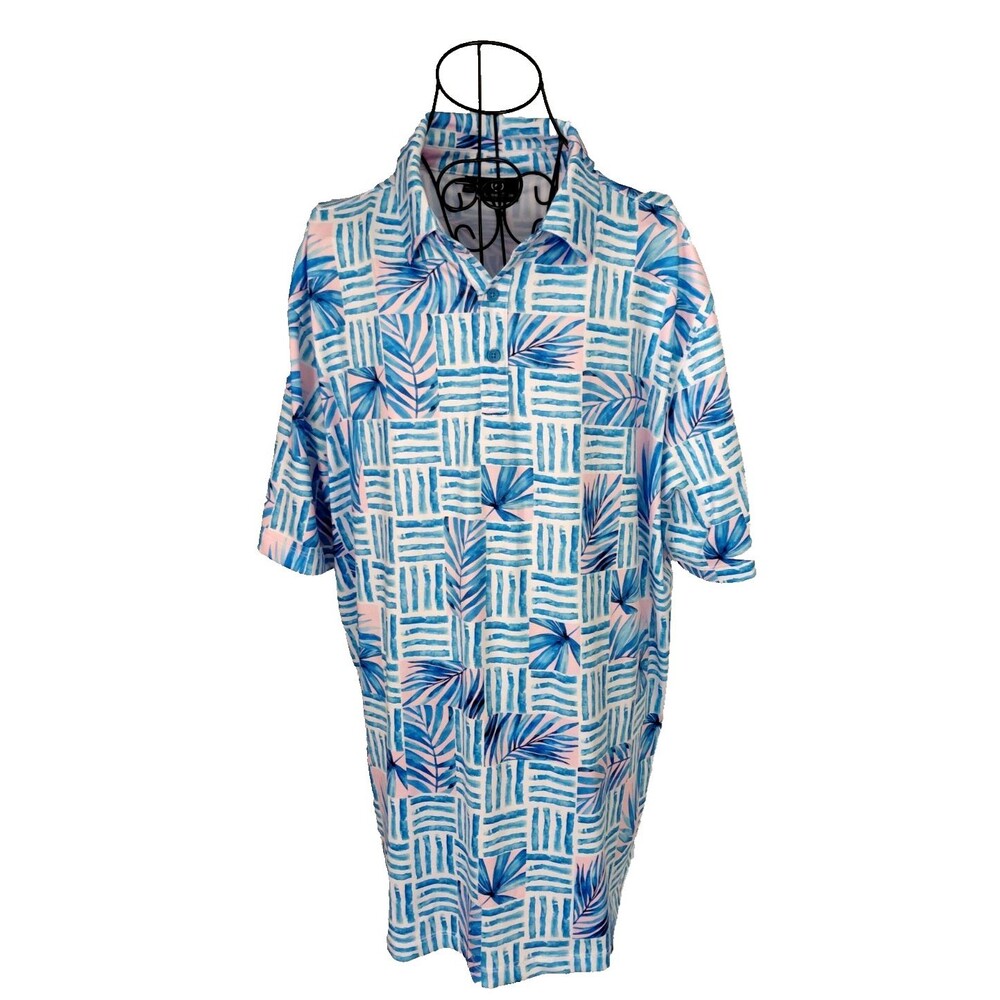 GreenSide Golf Shirt Mens XL Blue Palms
